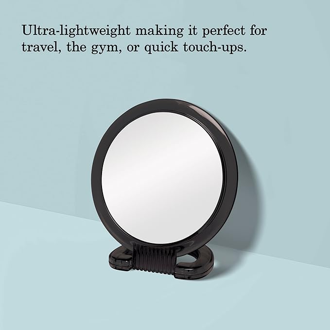 Diane Hand Mirror – Double-Sided 1X and 3X Magnification, Lightweight Portable Handheld Mirror with Handle, Ideal for Makeup, Shaving, & Everyday Beauty, Compact Size for Travel & Gym – 6" Diameter