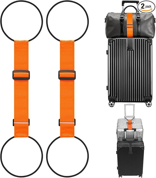 Luggage Connector Straps for Suitcase, Adjustable Travel Belt for Carry On Bag, Backpack, Accessories, Thickened Elastic Add A Bag Bungee Strap, 2 Pack