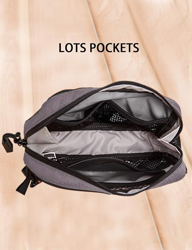 GOX Travel Toiletry Bag for Men Small Toiletry Pouch Orange Dopp Kit Mens Nylon Shave Bag Boys Hanging Toiletry Travel Bag Mini(Grey)