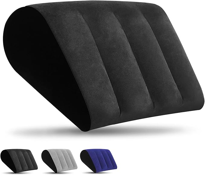 Prosixtoy Portable Wedge Pillow Inflatable Cushion - Body Positioners Lightweight Wedge Pillow for Sleeping, Leg Elevation, Use in Bed, Travel, Camping, Fast Inflating Deflation (Black)