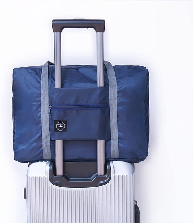 Foldable Travel Duffel Bag 2PCS Tote Carry on Luggage Bag Spirit Airlines Personal item Sports Gym Bag Water Resistant Weekender Overnight Bags for Women and Men (Green+Blue)