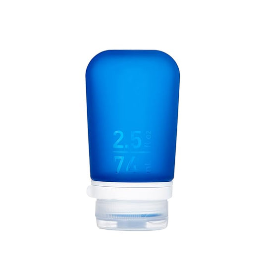 humangear GoToob+ (Medium) | Refillable Silicone Travel Bottle | Locking Lid | Food-Safe Material | Dark Blue, Medium (2.5 fl.oz.; 74ml)