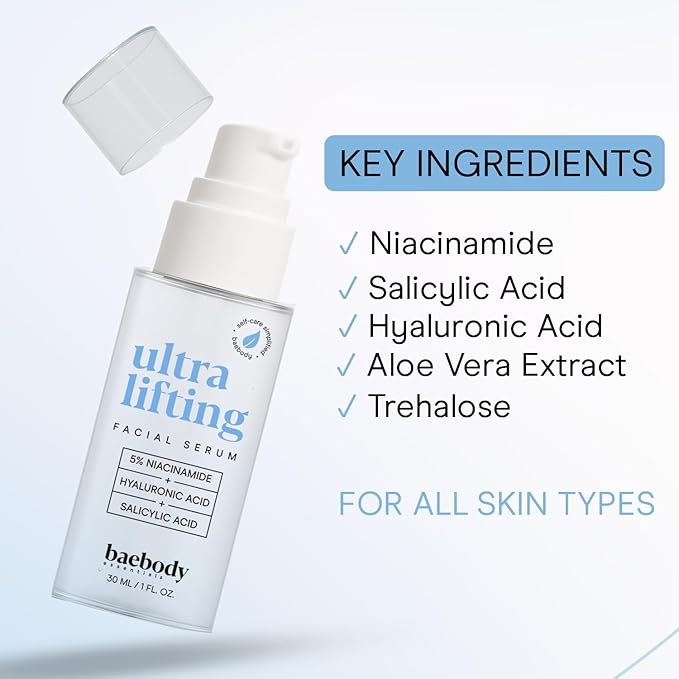 Baebody All-In-One Niacinamide with Peptides Serum for Face, Gentle Niacinamide Serum with Salicylic and Hyaluronic Acid, Made for All Skin Types, 30 mL
