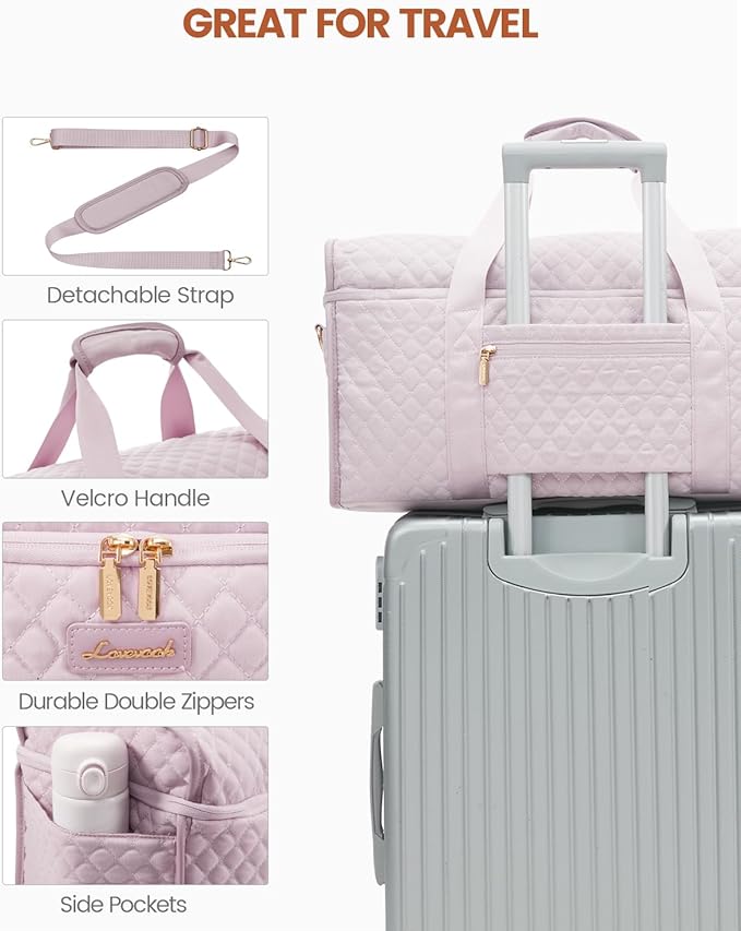 LOVEVOOK Travel Duffle Bag - Weekender & Overnight Bag with Toiletry & Wet Pocket, Carry-On Size, 3pc Set