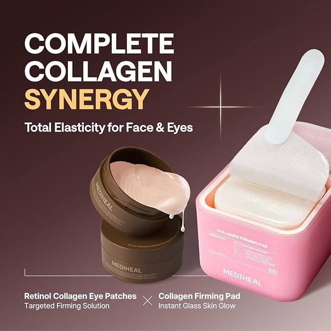 Mediheal Retinol Collagen Under Eye Patches - Korean Hydrogel Eye Pads (60 patches) with 95% Retinol & 5 Micro Collagen. Nourishing & Non Irritating Eye Gel Mask. Sealing Cap & Spatula Included.