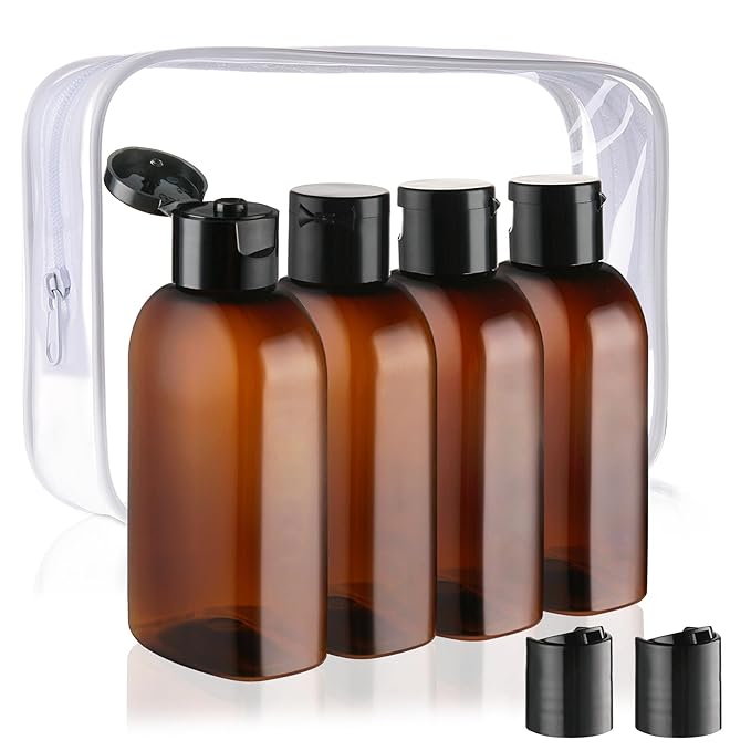 Cosywell Travel Shampoo Bottles 4pcs 3.4oz TSA Approved Travel Size Bottles for Toiletries Leak Proof Empty Lotion Containers with Flip Cap Small Plastic Squeeze Bottle