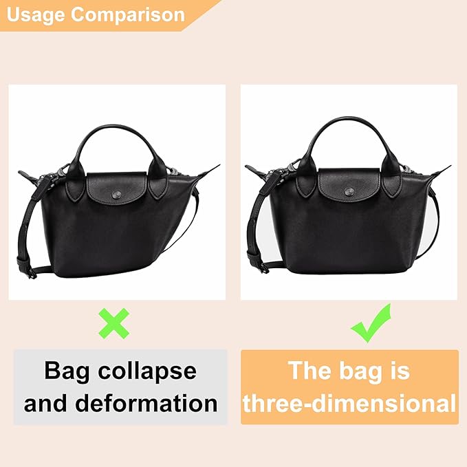 Doxo Purse Organizer Insert for Longchamp Mini/XS Handbags and Lv Neverfull BB (XS/BB,Beige)