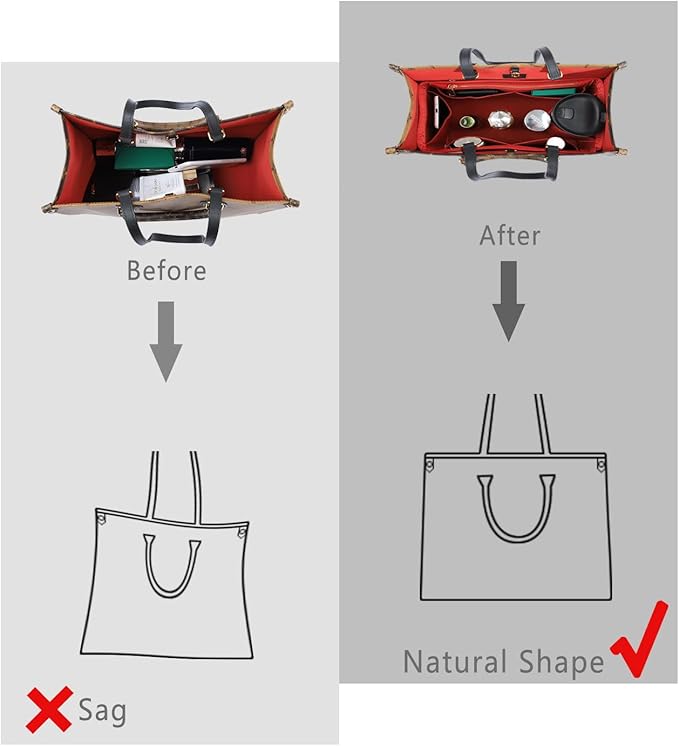 ZTUJO Purse Organizer Insert For Handbags, Silky Touching Bag Organizer Insert With Bottle Holder, Perfect for Speedy, Neverfull, Tote,ONTHEGO,Artsy,Handbag and More (X-Large, Silky Red)