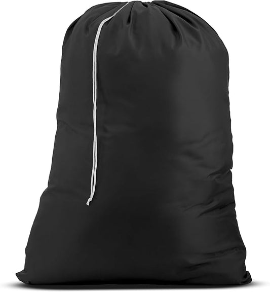 Handy Laundry Laundry Bag – Heavy Duty Nylon, Large Capacity, Locking Drawstring Closure, Machine Washable, Fits Laundry Basket, Travel, Dorm, Camp, Black, 22 x 32 Inches
