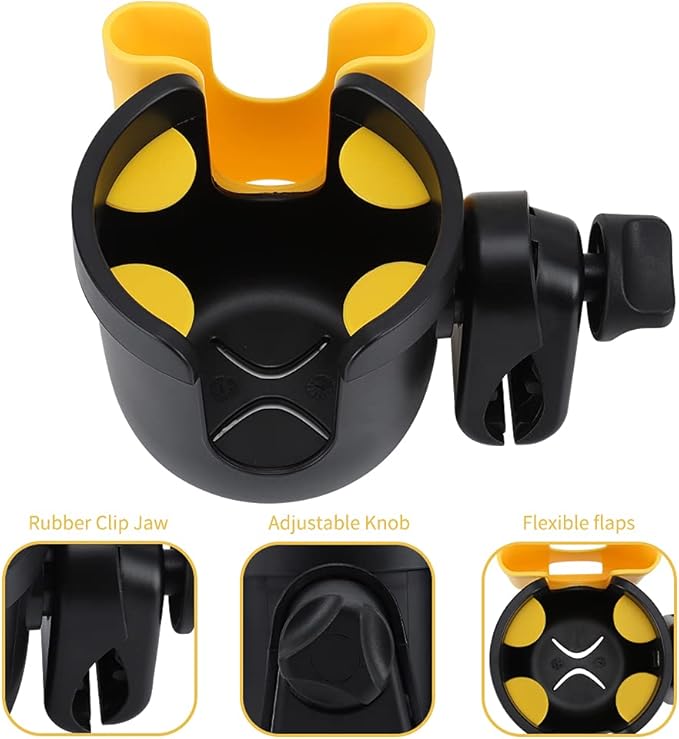 Accmor Stroller Cup Holder with Phone Holder, Bike Cup Holder, Universal Cup Holder for Uppababy Nuna Doona Strollers, 2-in-1 Cup Phone Holder for Stroller Bike Wheelchair Walker Accessory