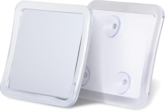 Small Travel Shower Mirror - Fogless Shower Shaving Mirror with Triple Suction Cups, Anti-Fog & Shatterproof Stick On Shave Mirror for Bathroom and Travel - 5.3" x 5.3"
