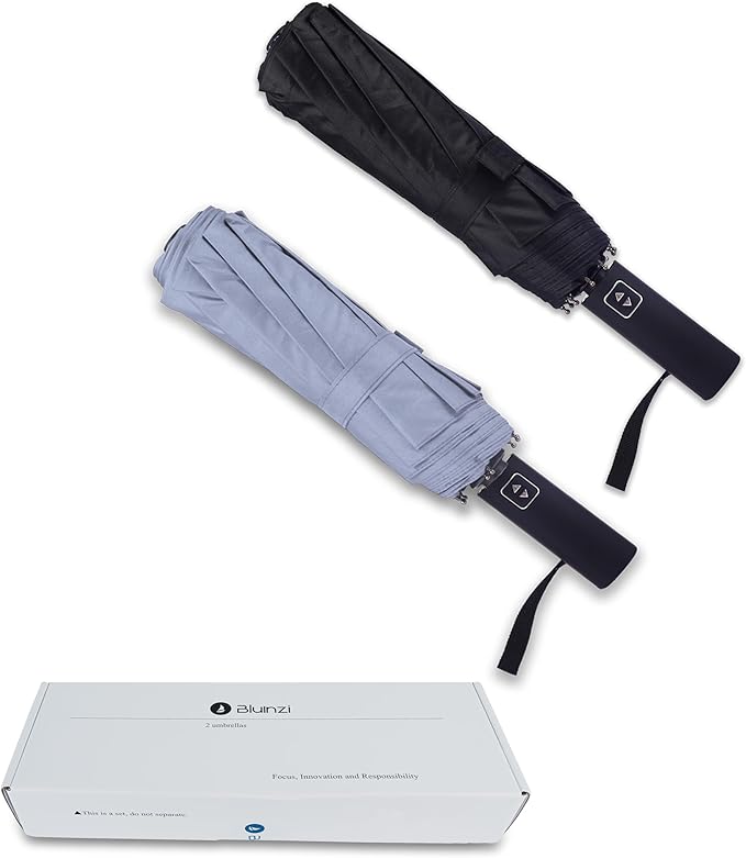 Bluinzi 46 Inch Compact Umbrellas for Rain - Travel Small Umbrella - Automatic Folding Umbrella - Windproof Portable Umbrella, Double 10-rib