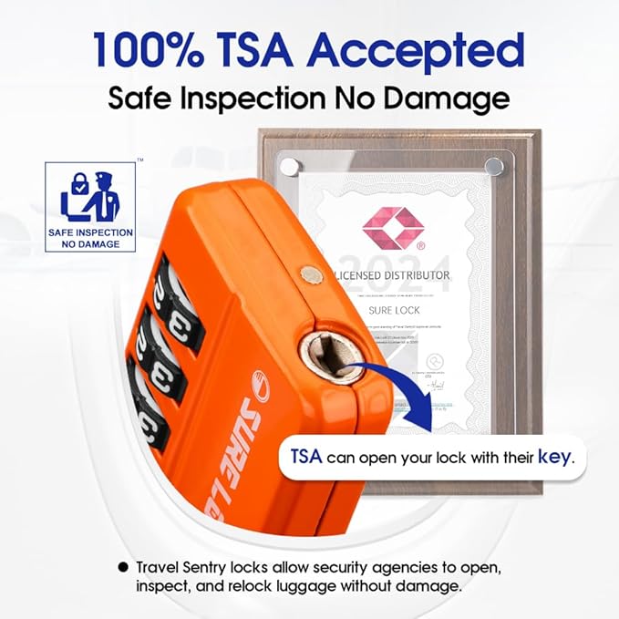 TSA Approved Travel Luggage Locks, Open Alert Combination Lock for School Office & Gym Locker,Toolbox, Pelican Case,Easy Read Dials- 1, 2 & 4 Pack (1, Orange 2PACK)