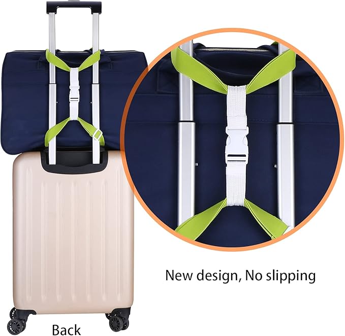 Luggage Straps Bag Bungees for Add a Bag Easy to Travel Suitcase Elastic Strap Belt (L Green, L Green)
