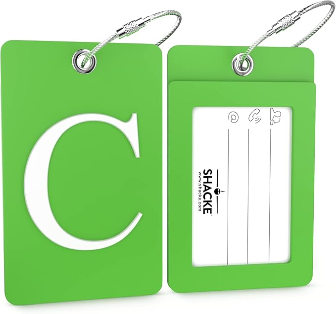 Luggage Tag Initial – Fully Bendable Tag w/Stainless Steel Loop (Letter C)