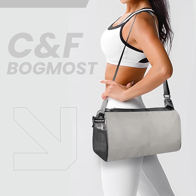 C&F BOGMOST Small Travel Duffel Bag Foldable Waterproof Gym Bag for Gym Beach Swim Bag Men Women Duffle Bag Lightweight Oxford Cloth Sports Bag-Grey