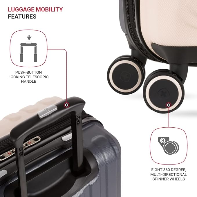 SwissGear Duet Expandable Luggage Set, 3-Piece Hardside Luggage Set with Spinner Wheels