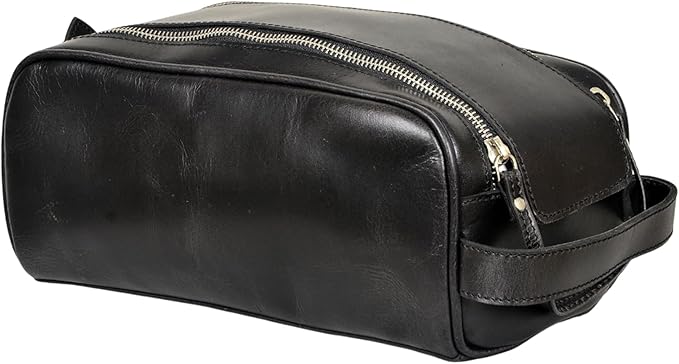 Premium Buffalo Leather Toiletry Bag for Men & Women With Waterproof Lining, Grooming Travel Pouch, Unisex Wash Bag for Toiletries, Shaving & Cosmetic Organizer for Men & Women