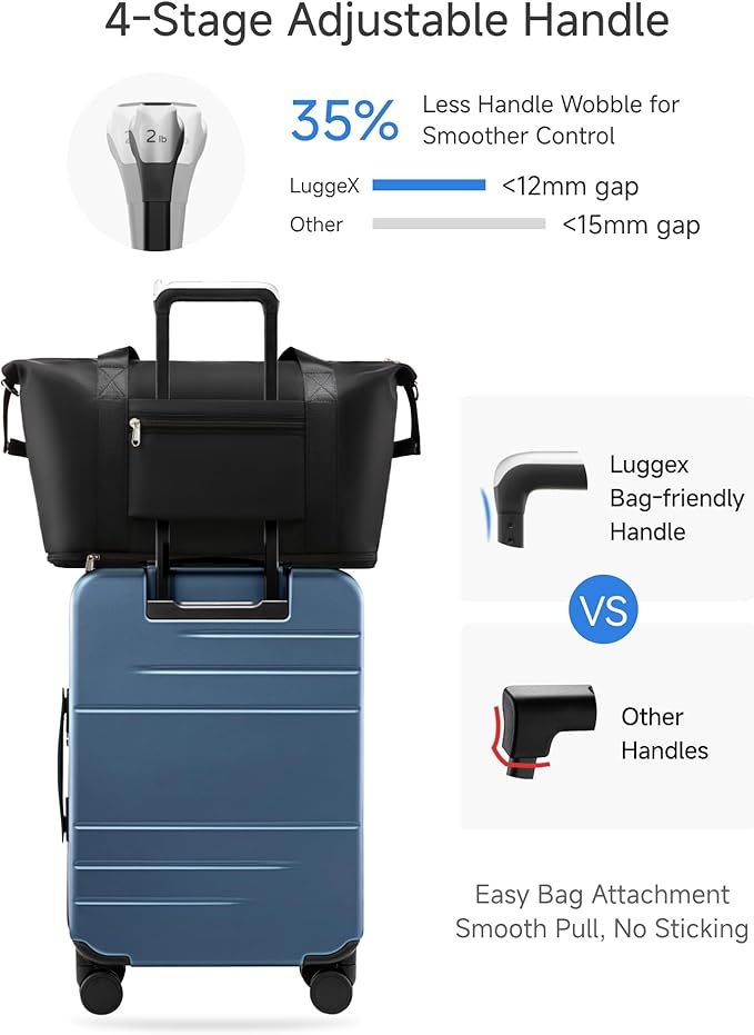 LUGGEX Carry On Luggage Top Opening, FLA Aluminum Frame Trunk Style Luggage, Polycarbonate Hard Shell Suitcase (FX-Enhance, Charcoal Metallic, 20 Inch, 38L)