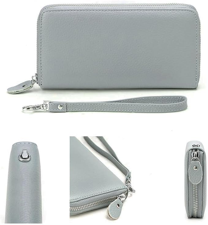 Moflycom Womens Wallet RFID Blocking Genuine Leather Zip Around Wallet Clutch Wristlet Travel Long Purse for Women