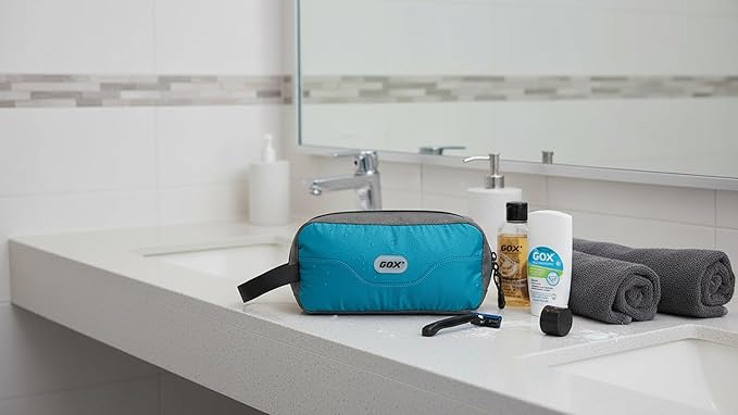 GOX Travel Small Toiletry Bag for Men Nylon Dopp Kit Medicine Bag Travel Organizer Pouch Shave Kits for Teens Toiletry Essentials Bathroom Compact Peacock 9.8 * 4.3 * 3.3 Inches
