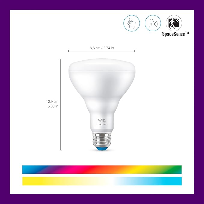 WiZ Connected 65W BR30 LED Smart Light Bulbs - 4 Pack - Connects to Your Wi-Fi - E26 Smart Bulb - Control with Voice or App + Activate with Motion - Matter Compatible