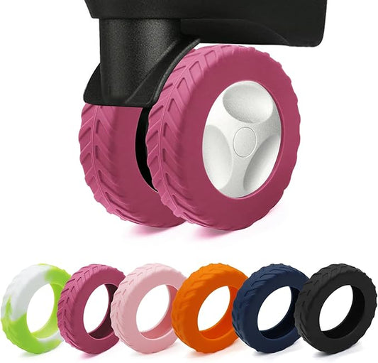 XYOFUN Luggage Wheel Covers - Upgraded 8-Pack Anti Dust & Scratch Noise Reduction Carry On/Travel Suitcase Wheel Protector - For 2-2.4" wheels - Hot Pink