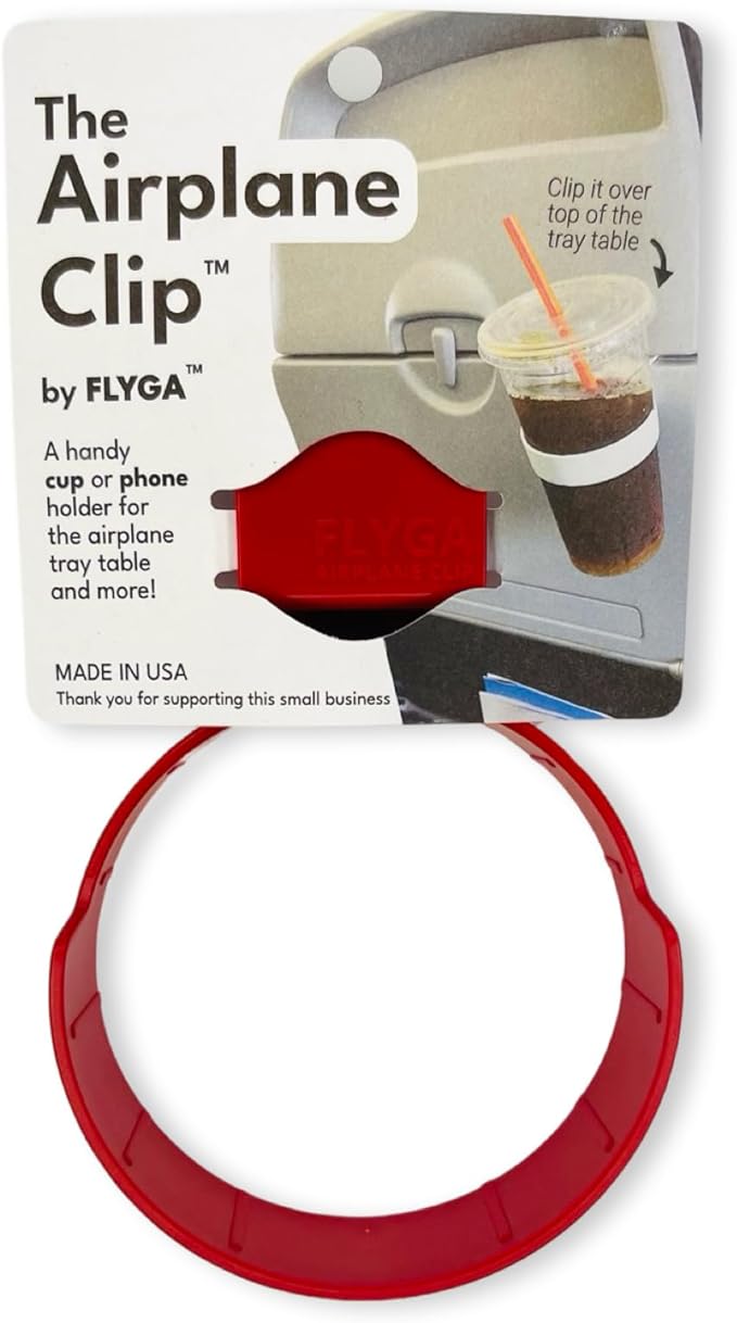 FLYGA Airplane Drink or Phone Holder Travel Accessory (Red)