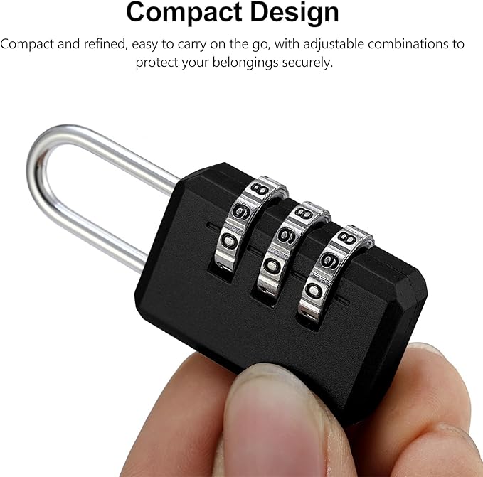 2-Pack Customizable Black Luggage Locks – Set Your Own Combination, Secure Travel Padlocks for Suitcases, Backpacks, and Bags