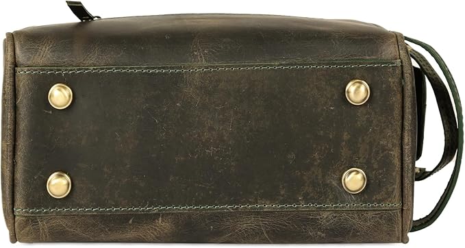 KomalC Leather Toiletry Bag for Men & Women – Handcrafted Travel Grooming Kit with Water-Resistant Lining and Secure Zipper Closure