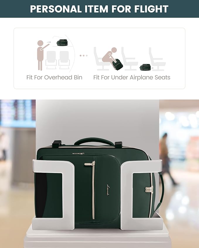 LOVEVOOK Travel Backpack for Women & Men 40L,Airline Approved Carry On Backpack Travel Essential,TSA Carry on Luggage,Waterproof Personal Item Travel Bag,Suitcase with Packing Cubes,Dark green-Black-1