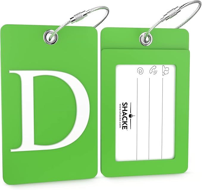 Luggage Tag Initial – Fully Bendable Tag w/Stainless Steel Loop (Letter D)