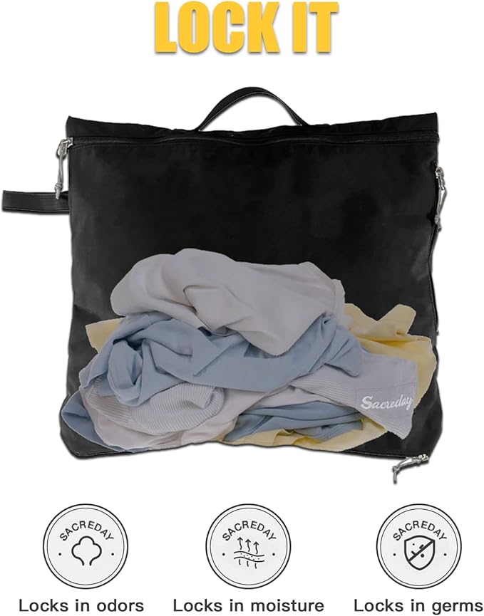 Mesh Laundry Bag Travel Bags-Small Hanging Wash Delicates Reusable Dirty Bag, Travel, Gym, Healthcare Workers, Laundry, Sports, Fitness, Swimwear, Camping, Wet Clothes. L (Black)