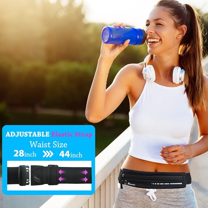 AIKENDO Slim Running Belt for Women Men,Runners Fanny Pack Phone Holder,Running Pouch Waist bag for Workout Jogging,Money Belt Running Gear Accessories