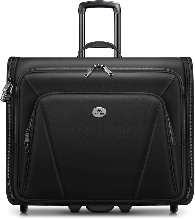 MATEIN Rolling Garment Bag with 2 Packing Cubes, Large Check-in Travel Garment Bags with 17.3 Inch Laptop Compartment, Wrinkle Free Wheeled Business Softside Suitcase Luggage for Men and Women, Black