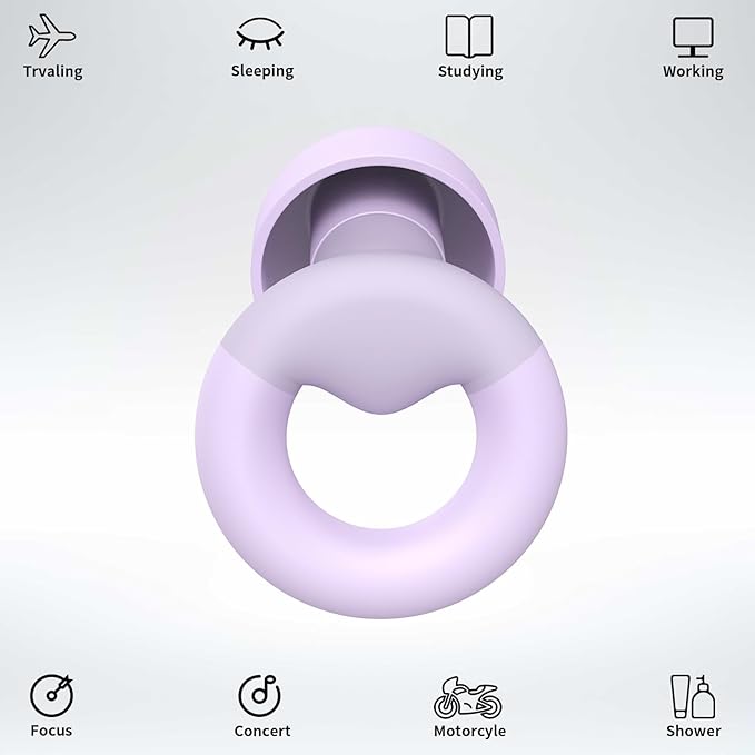 Earplugs for Sleeping,Noise Reduction Soft Silicone Ear plugs with 7 Pairs Ear tips&One Connection Cord,Hearing Protection Reusable Earplugs for Sleeping,Concert,Work&Sound Reduction 25dB-30db