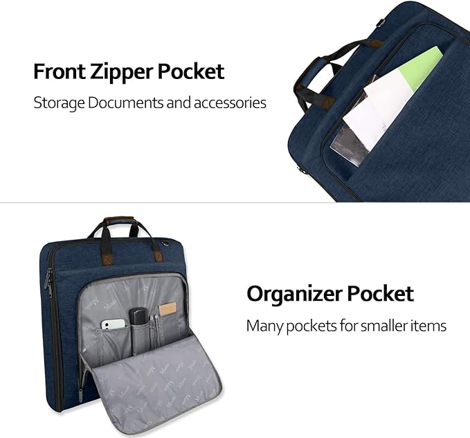 MATEIN Travel Garment Bags, Large Convertible Carry On Garment Bag For Men Women, Wrinkle-Free Hanging Travel Suit Luggage with Shoulder Strap, 2 in 1 Suit Carrier Suitcase For Business Trip, Blue