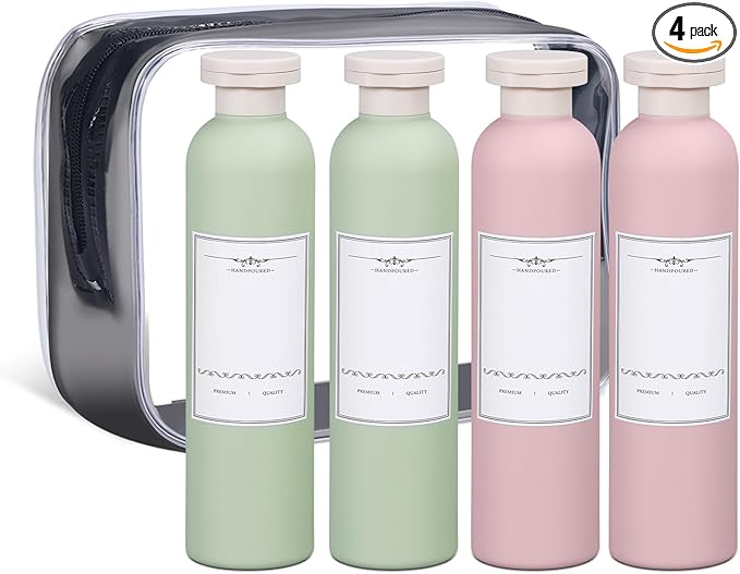 ASEVAT 8.8 oz Plastic Squeeze Bottles for Lotion, Shampoo, Body Lotion (4 Pcs)