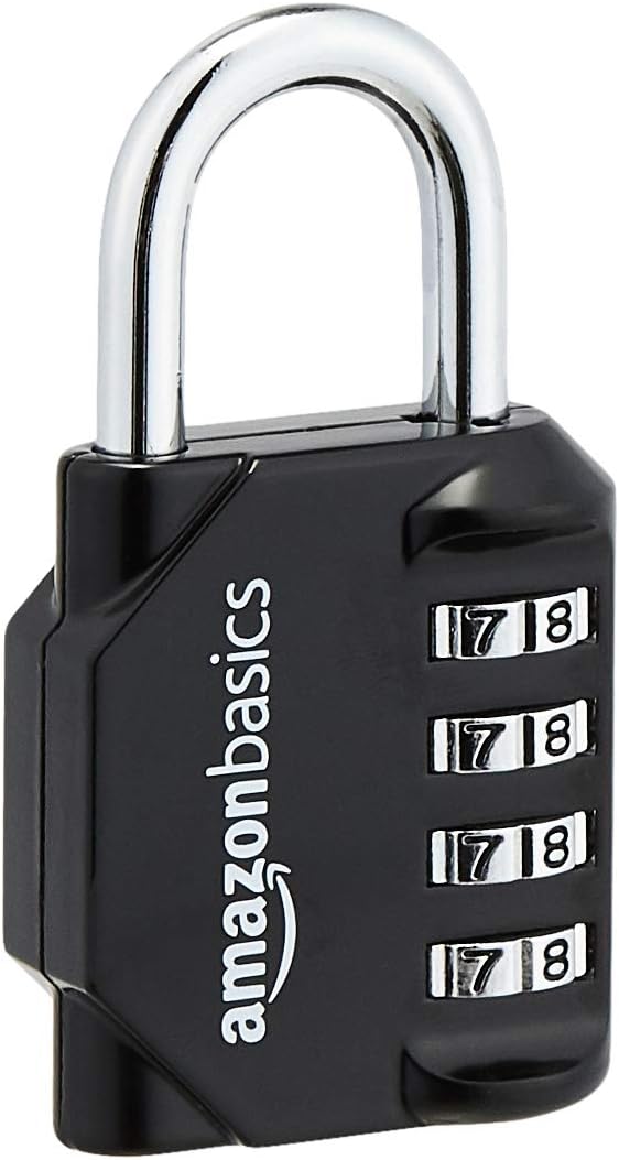 Amazon Basics 4-Digit Combination Lock, Black, 2-Pack