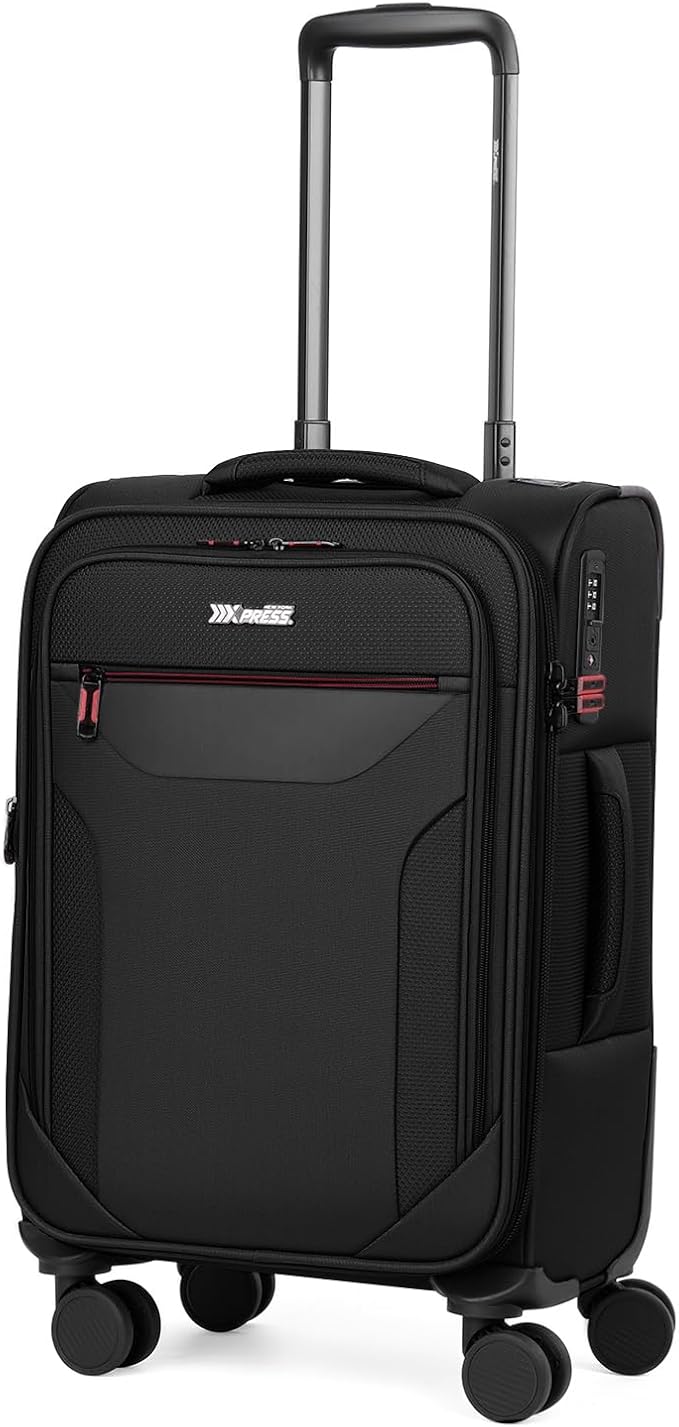 Carry on Luggage 22 X 14 X 9 Airline Approved,22 Inch Softside Suitcases w/TSA LOCK,Lightweight Carry-On Suitcase w/Spinner Wheels,Upright Softshell Luggage for Men/Women（Black,22in）