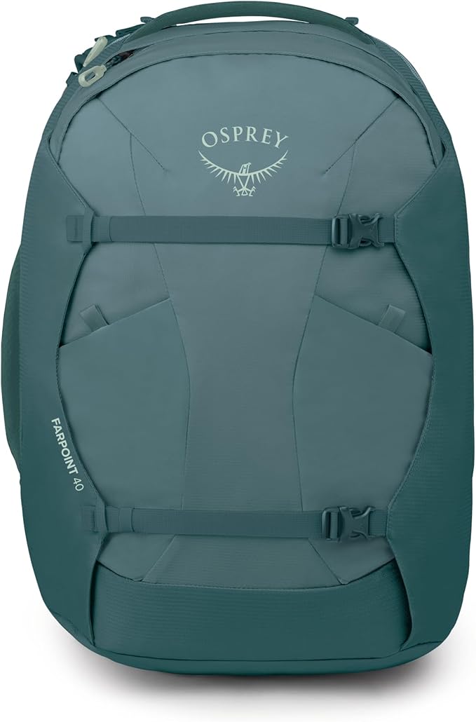 Osprey Farpoint 40L Men's Travel Backpack - Carry On Bag with Laptop Sleeve and Toiletry Pocket, Cascade Blue/Torrent Blue