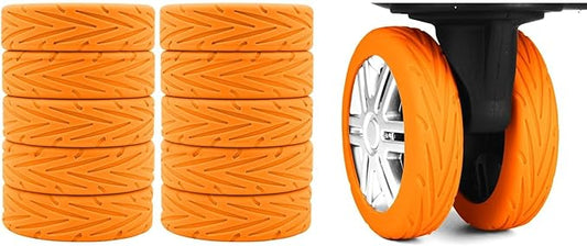 10Pcs Luggage Wheel Covers Silicone Silent Suitcase Protector for Luggage or Office Chair Caste Upgraded Wear-Resistant Anti-Noise Shock Absorption Suitcase Wheel Covers Accessories for Travel Orange