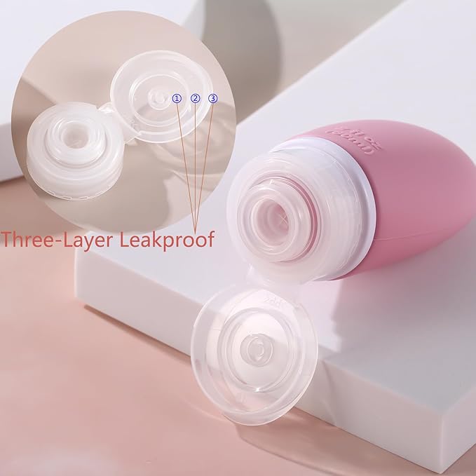 Leak Proof Silicone Travel Bottles,4 Pack 2oz Liquid Squeezable Refillable Portable Accessories/Cosmetic Containers,BPA Free,Travel Size Bottles for Toiletries Shampoo Conditioner Lotion