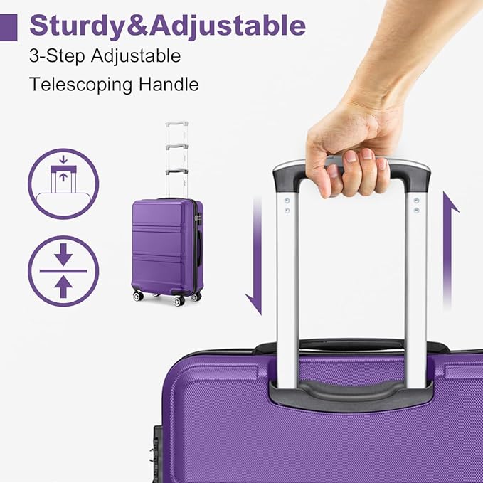 Kono 28 Inch Luggage Expandable Suitcase with Spinner Wheels TSA Lock Lightweight PC+ABS Hardside Large Checked Luggage Durable Rolling Suitcase Purple