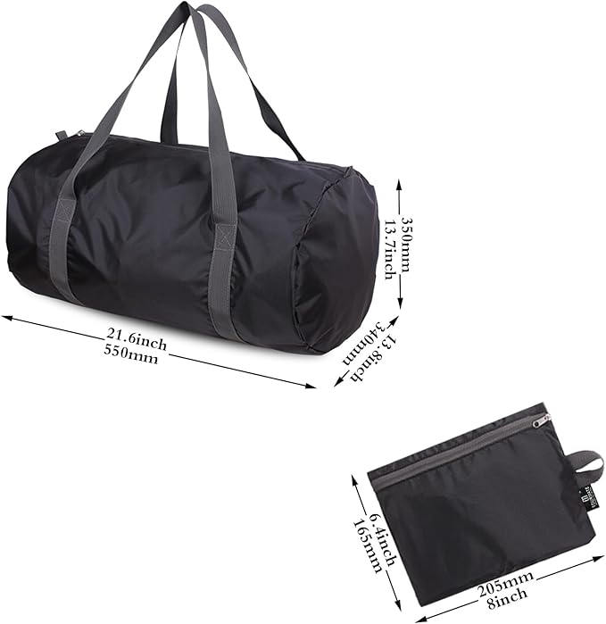 Travel Bag Foldable,Portable Lightweight Gym Bag,Sports Duffel Bags for Women&Men - for Camp, Fitness, and Short tours, shopping (Black, M)