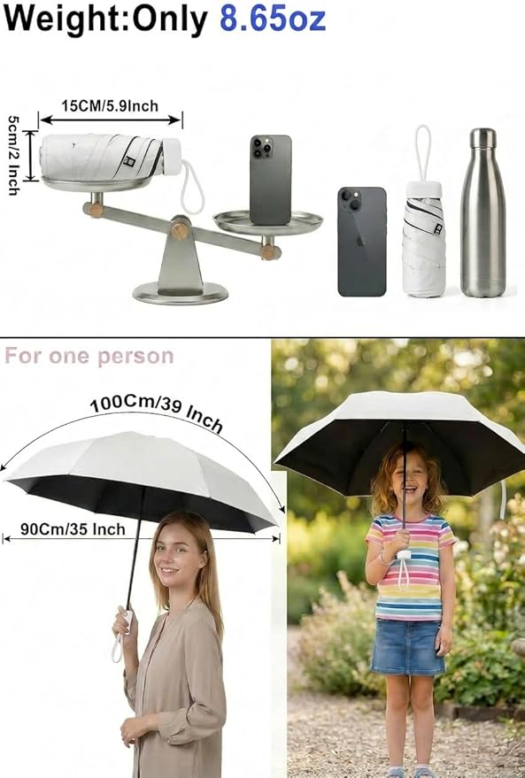 BAODINI Mini Travel Umbrella Small Compact UV Blocking Manual Open Close Portable Sun Protection for Women Kids and Men