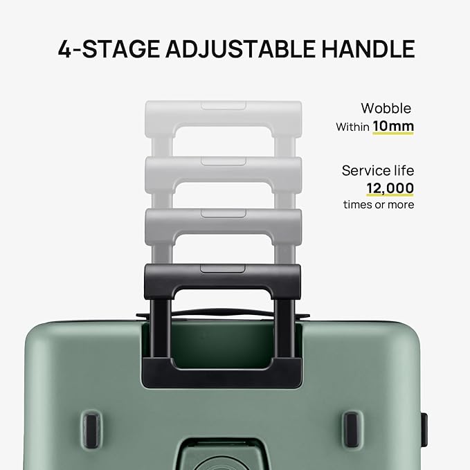 NINETYGO Carry On Luggage 22x14x9 Airline Approved, 20 Inch Suitcase with Front Compartment, Lightweight PC Hard Shell, Cup Holder, Clamshell, TSA Lock, Spinner Wheels (Creamy Matcha Tea)