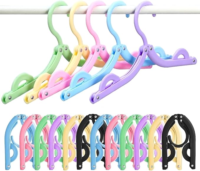 10Pcs Multicolor Travel Hangers, Portable Folding Clothes Hanger Foldable Drying Rack for Camping Home Use