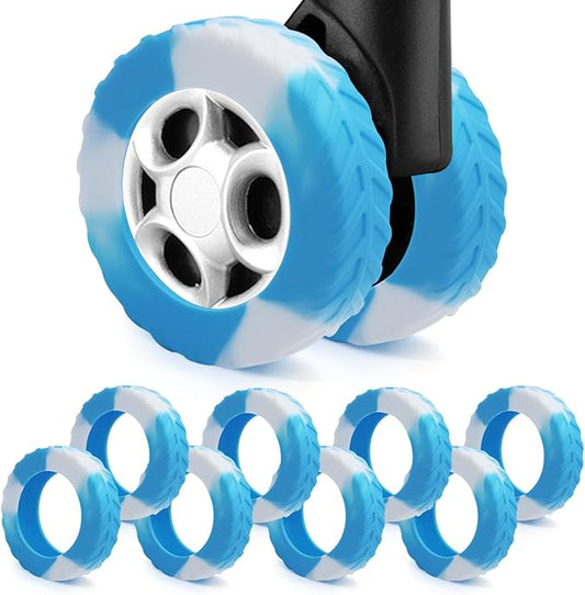 UMUST 8Pcs Luggage Wheel Covers,Silicone Suitcase Cover for 2-2.4'' Spinner Wheel,Upgrade Suitcase Carry On Luggage Wheels Protector, Essential Travel Accessory(Gradual Blue)