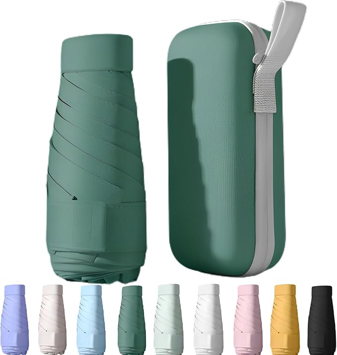 UPF50+ Mini Travel Sun Umbrella for Purse With Case,Small Compact UV Umbrella Protection Sun,Lightweight Portable Parasol Windproof for Women Men Kids